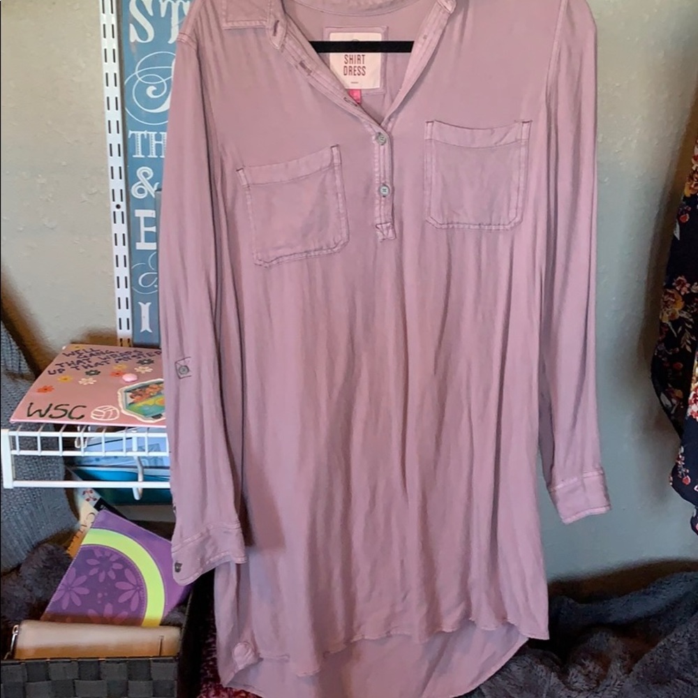 Long sleeve button down dress